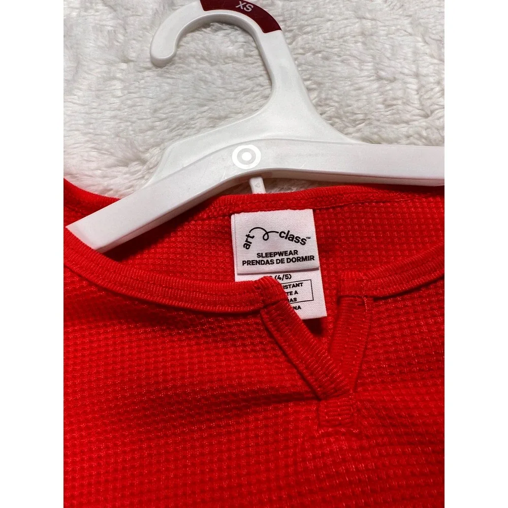 Art Class Red Waffle Knit Pajama Set Top Shorts Kids Size XS 4/5 NWT‎
